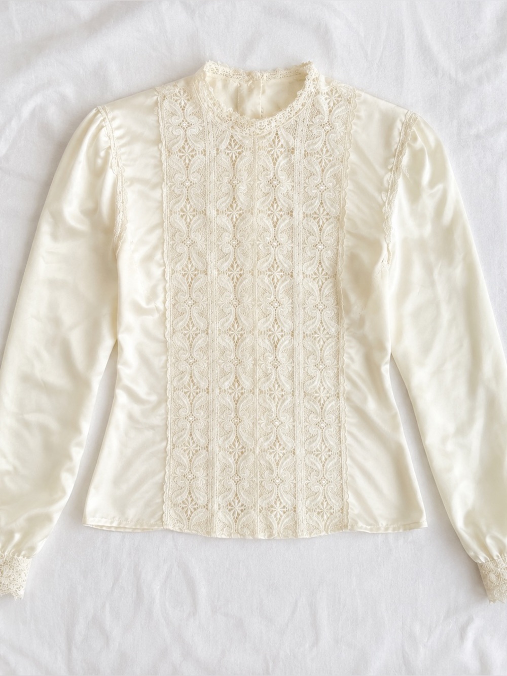 Illustrations Vintage Lace Ivory Cottage Blouse Womens Small